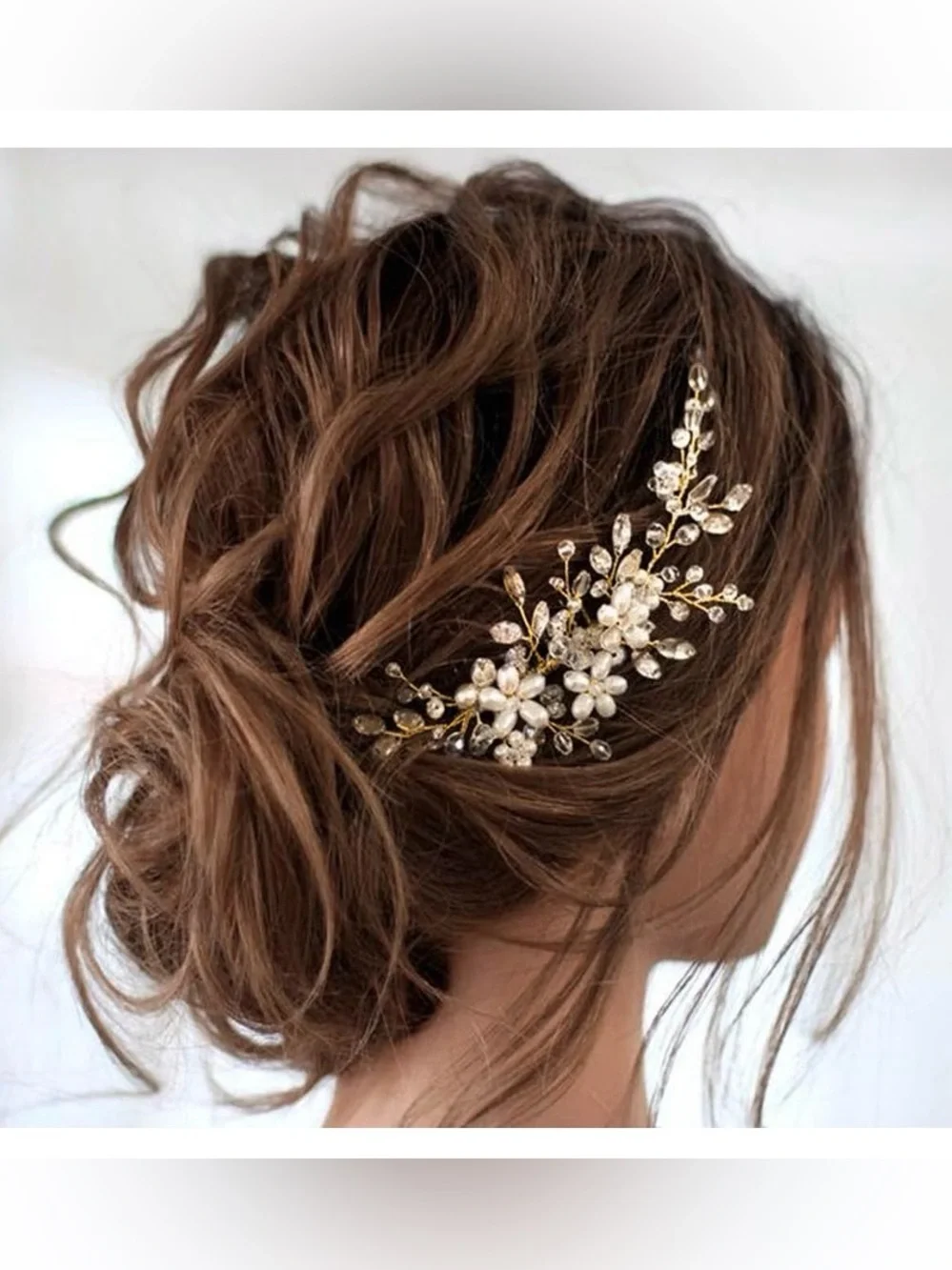 Pearl & Crystal Floral Hair Comb - Gold